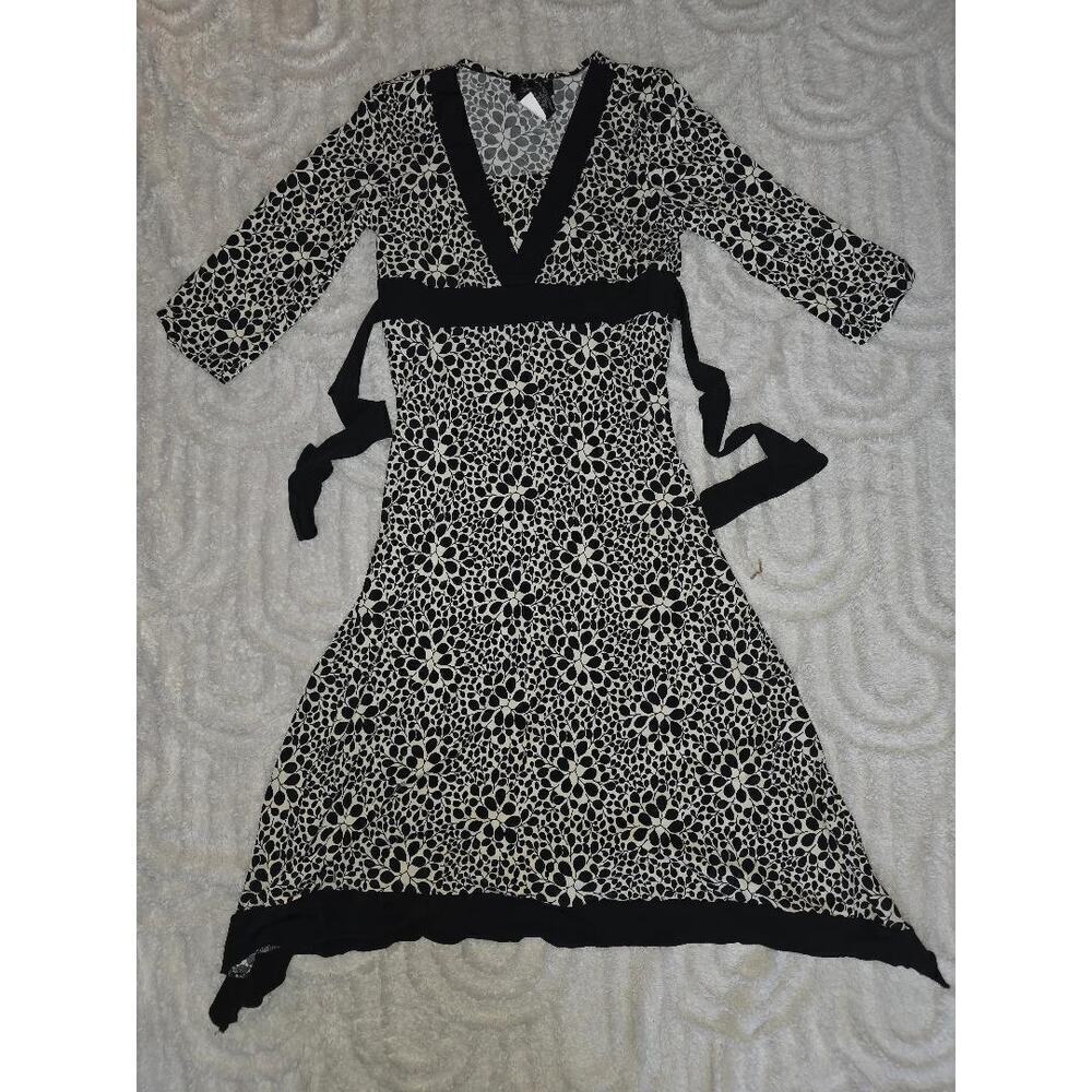🖤 Speechless Black & Cream Floral Tie Dress – Girls' Size 16